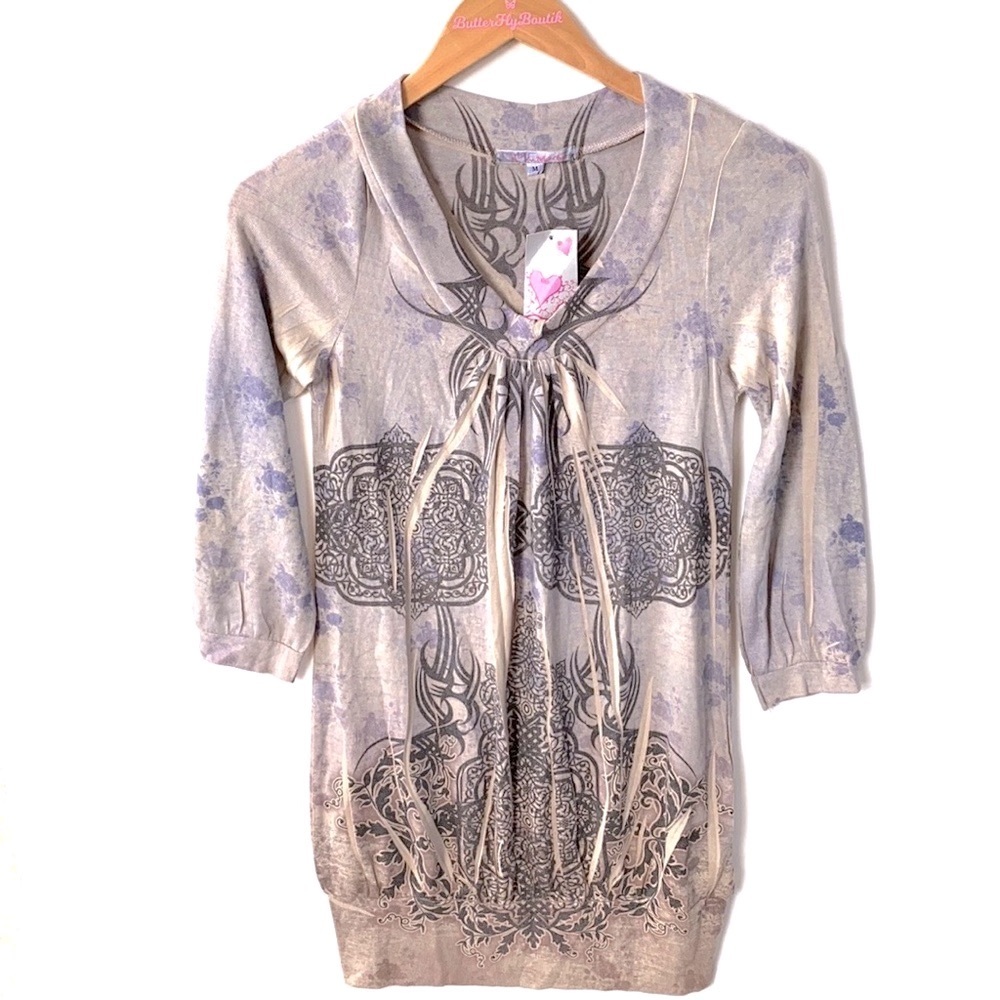 Julie’s Closet Tribal print tunic Long-sleeve Blouse, Size M, NWT‎